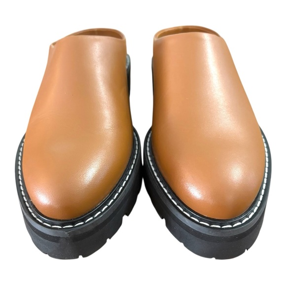 Jenni Kayne Leather Lug Mule Shoes Womens Size 7 Tan Brown Clog Slip On EU 37 - Picture 4 of 13